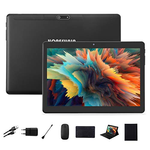 HOPESUNIN 10.1-Zoll-Android-Tablet mit ultraschnellem Android 9.0, 4 GB RAM, 64 GB ROM - Google GSM-Zertifiziert, ultradünn 8000 mAh / 5 MP 8 MP/Type- C (schwarz)